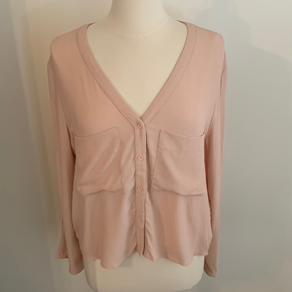 🇬🇧 Top Shop Pink “Untucked”  Blouse w/ Open Slits On Sleeves M
